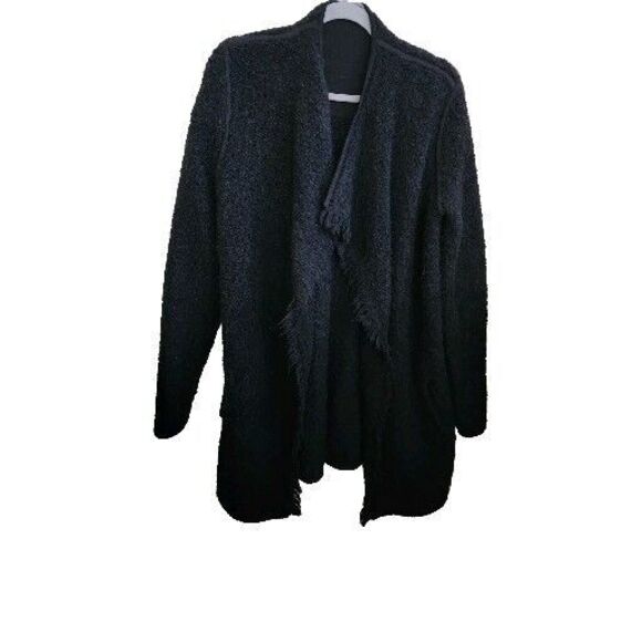 VINCE. Black Merino Wool Mohair Chunky Nubby Cardigan Sweater Coat Oversized XS - Picture 3 of 12